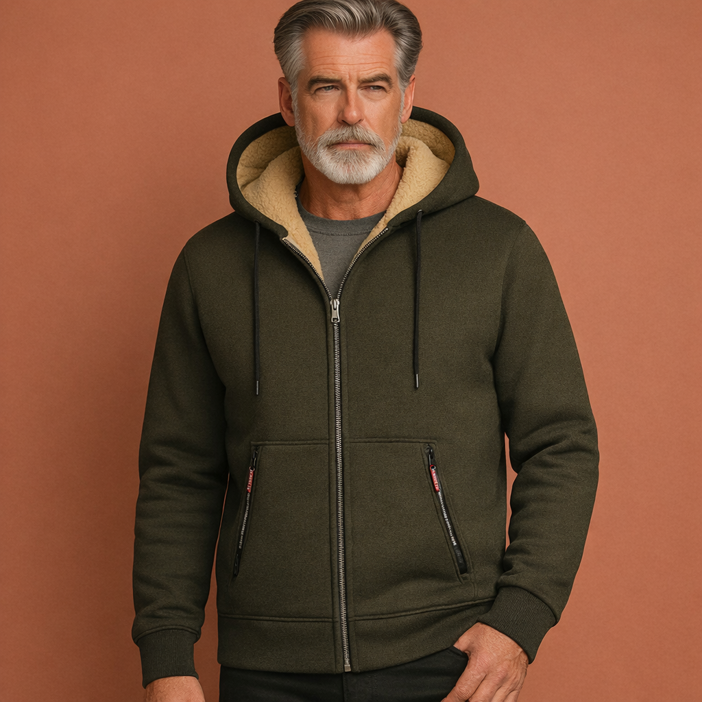 Hooded jacket with zipper for men | Douwe