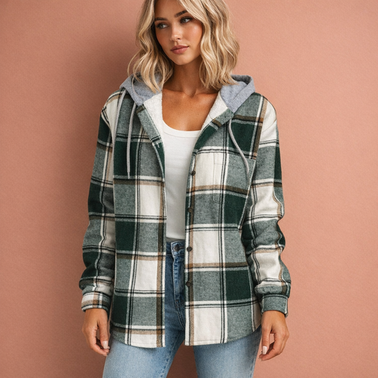 Hooded Overshirt with Button Closure for Women | Karolien