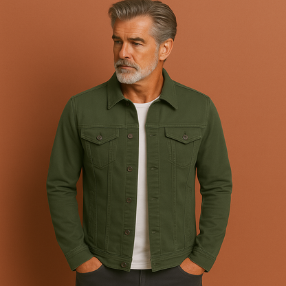 Casual Solid Denim Jacket for Men | Marcellus