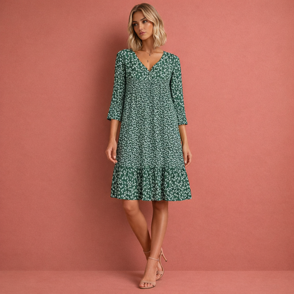 Printed Dress with Three-Quarter Sleeves for Women | Luna