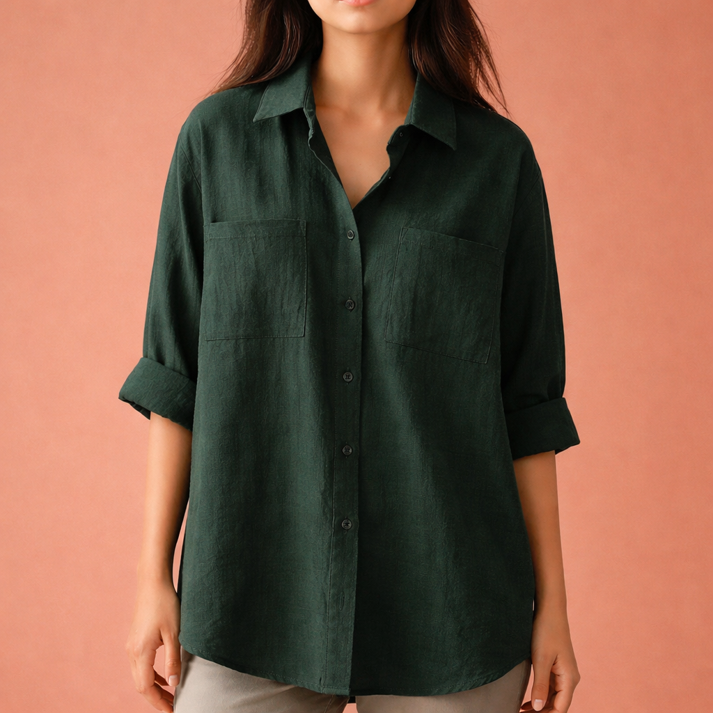 Loose-fitting women's blouse with classic collar and buttons | Inez