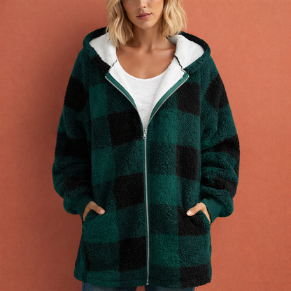 Ladies' Hooded Jacket with Plaid Pattern | Abigail