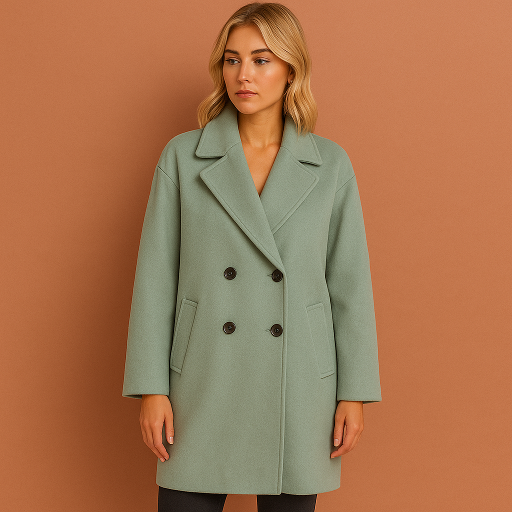 Double-breasted long coat for women with an elegant fit | Lianne