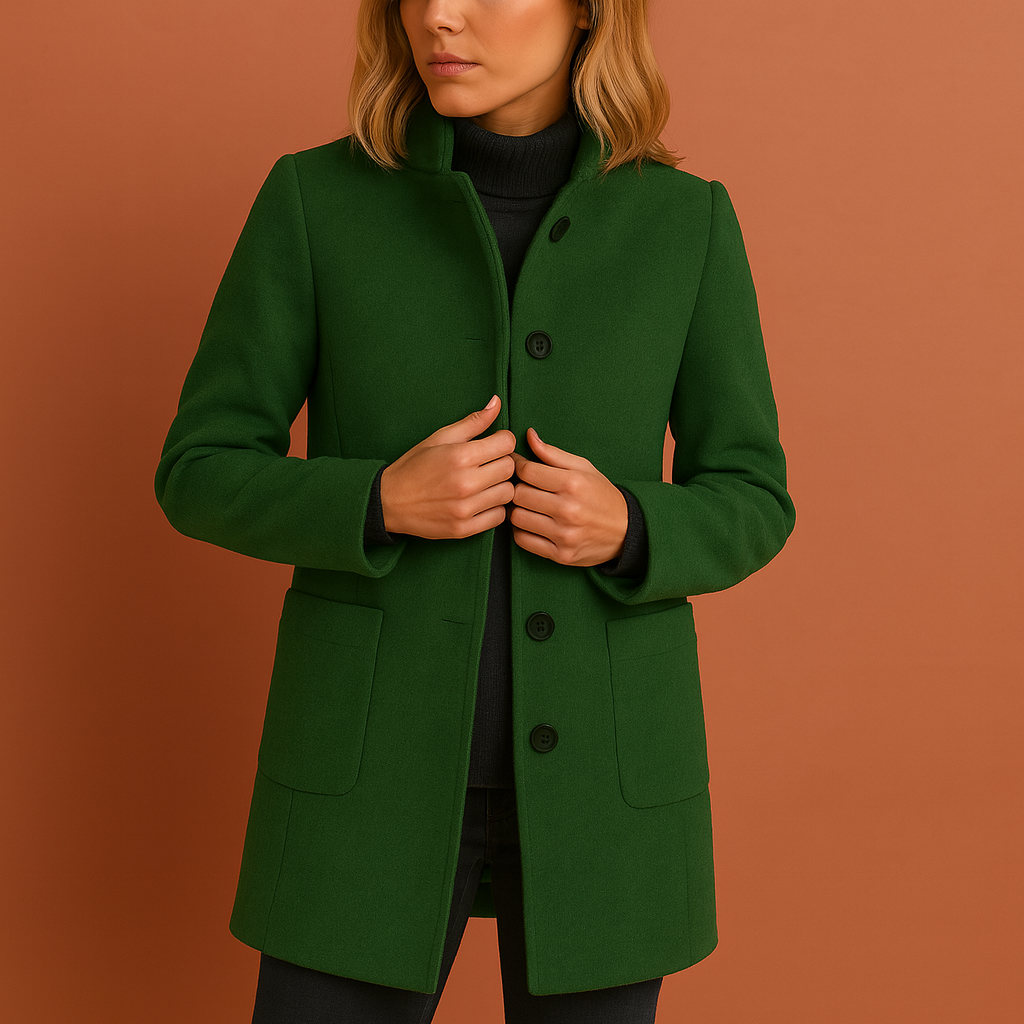 Elegant long coat for women with buttons | Isabella