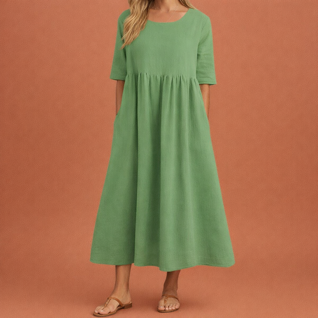 Lightweight Casual Maxi Spring Dress with Pockets for Women | Eva