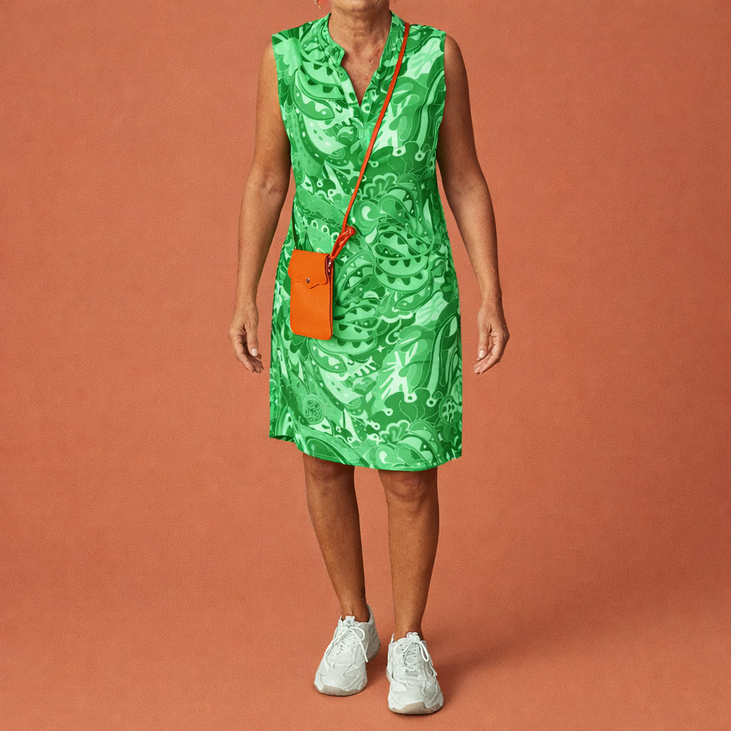 Sleeveless Midi Dress with V-Neck and Print for Women | Camilla