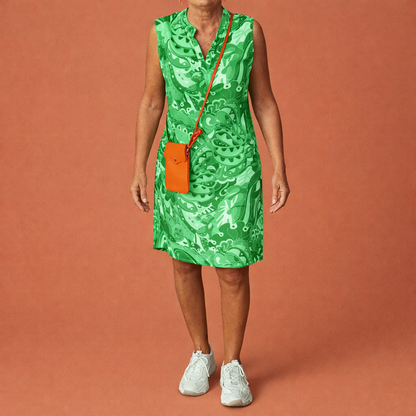 Sleeveless Midi Dress with V-Neck and Print for Women | Camilla