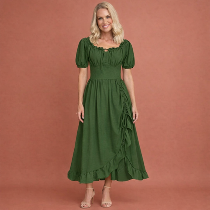 Dress with Puff Sleeves and Ruffles for Women | Annabel