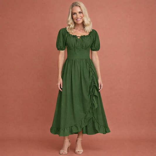 Dress with Puff Sleeves and Ruffles for Women | Annabel