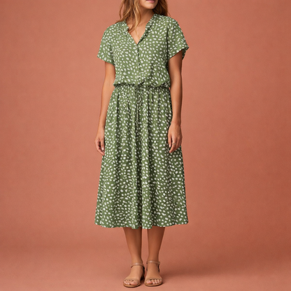 Midi summer dress with print for women | Selena