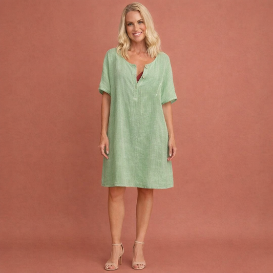 Mini tunic dress with V-neck and loose fit for women | Claudia