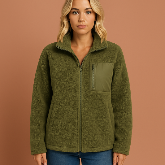 Warm teddy fleece jacket with zipper for women | Marit