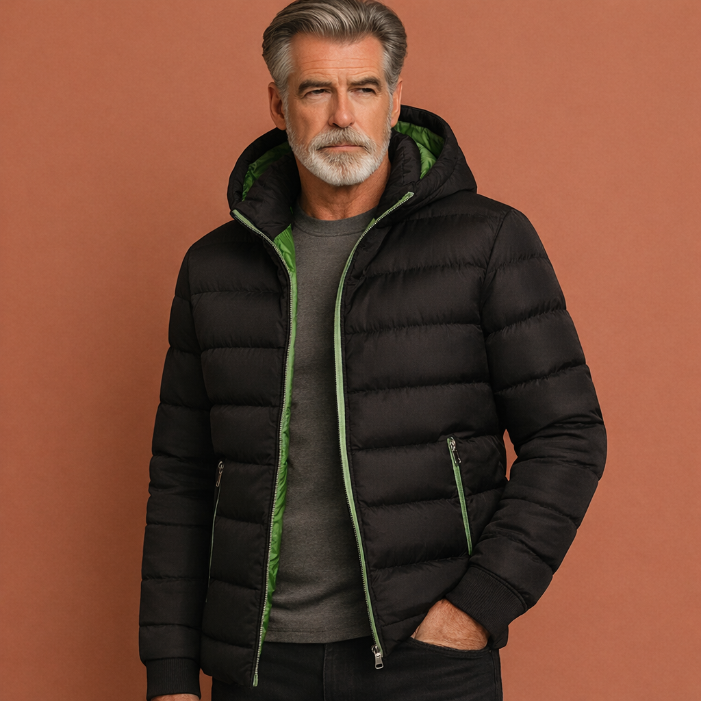 Padded Winter Jacket with Zipper Pockets for Men | Johannes