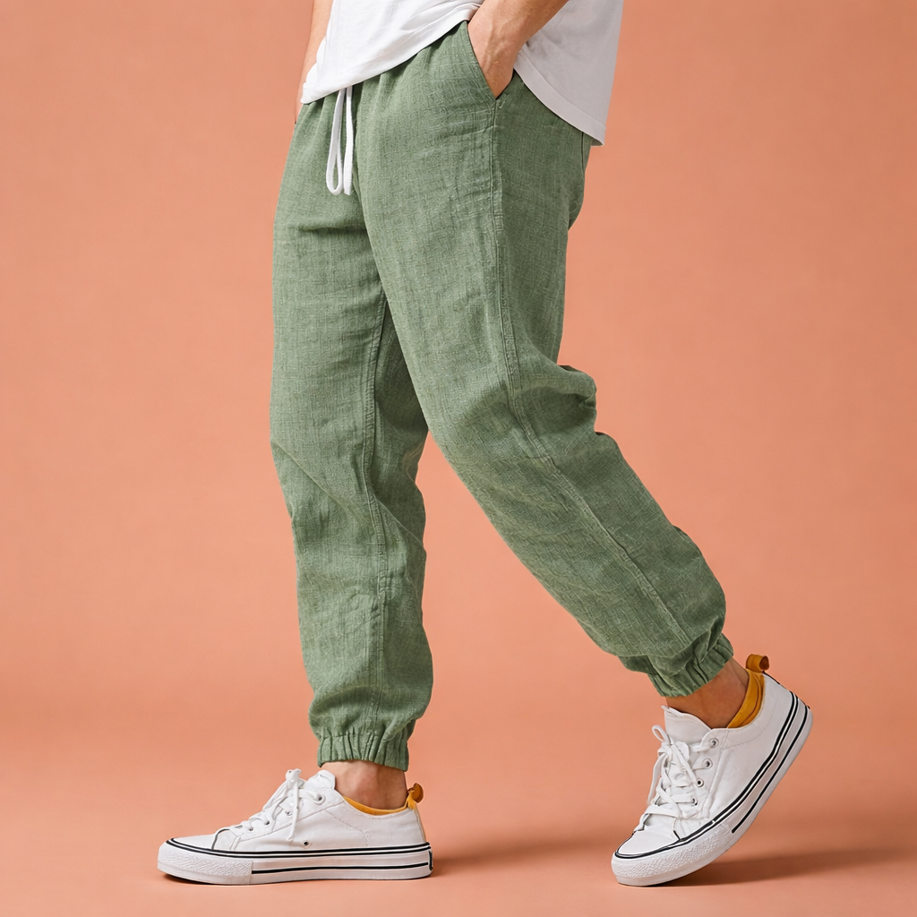Men's tapered pants with elastic waistband and drawstring for everyday comfort | Gerard