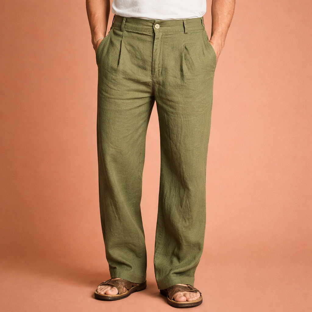 High-waisted wide-leg men's trousers with straight legs and pockets | Arno