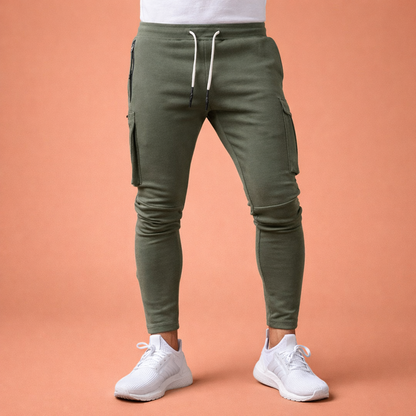 Slim fit jogging pants for men with ankle zippers and multiple pockets | Rens