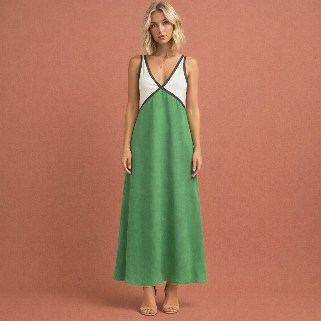 Long Sleeveless Dress with V-Neck for Women | Celeste
