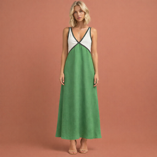 Long Sleeveless Dress with V-Neck for Women | Celeste
