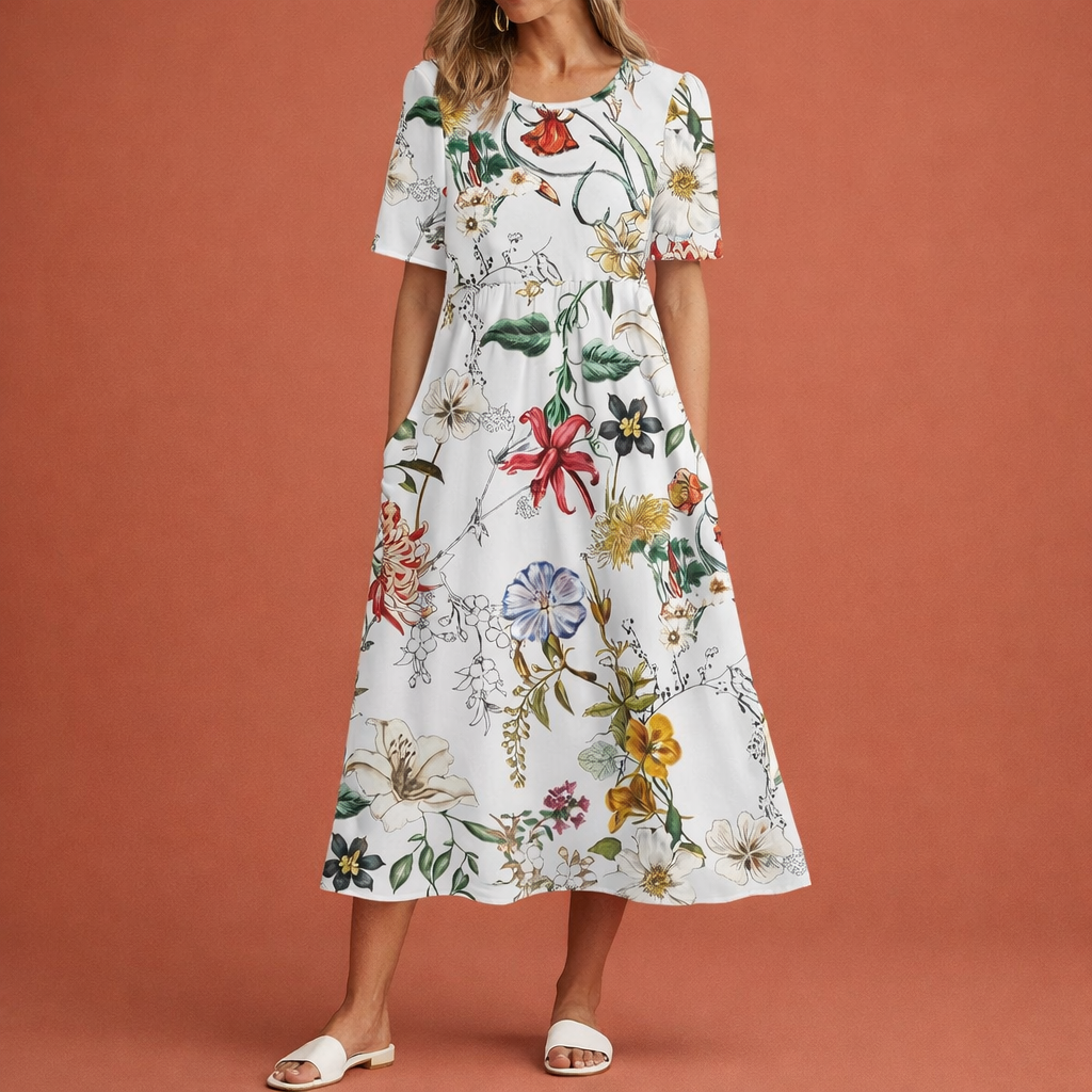 Maxi Printed Dress for Women with Relaxed Fit and Elegant Look | Evi