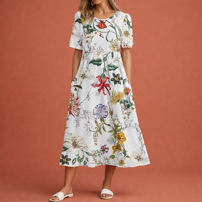 Maxi Printed Dress for Women with Relaxed Fit and Elegant Look | Evi