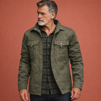 Shirt jacket with checked lining for men | Franciscus