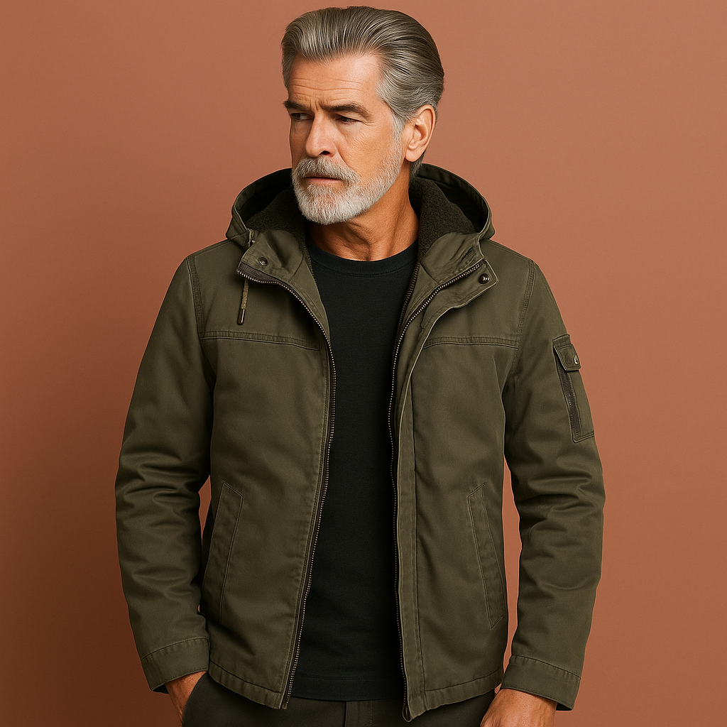 Warm winter coat with fur lining and hood for men | Jim