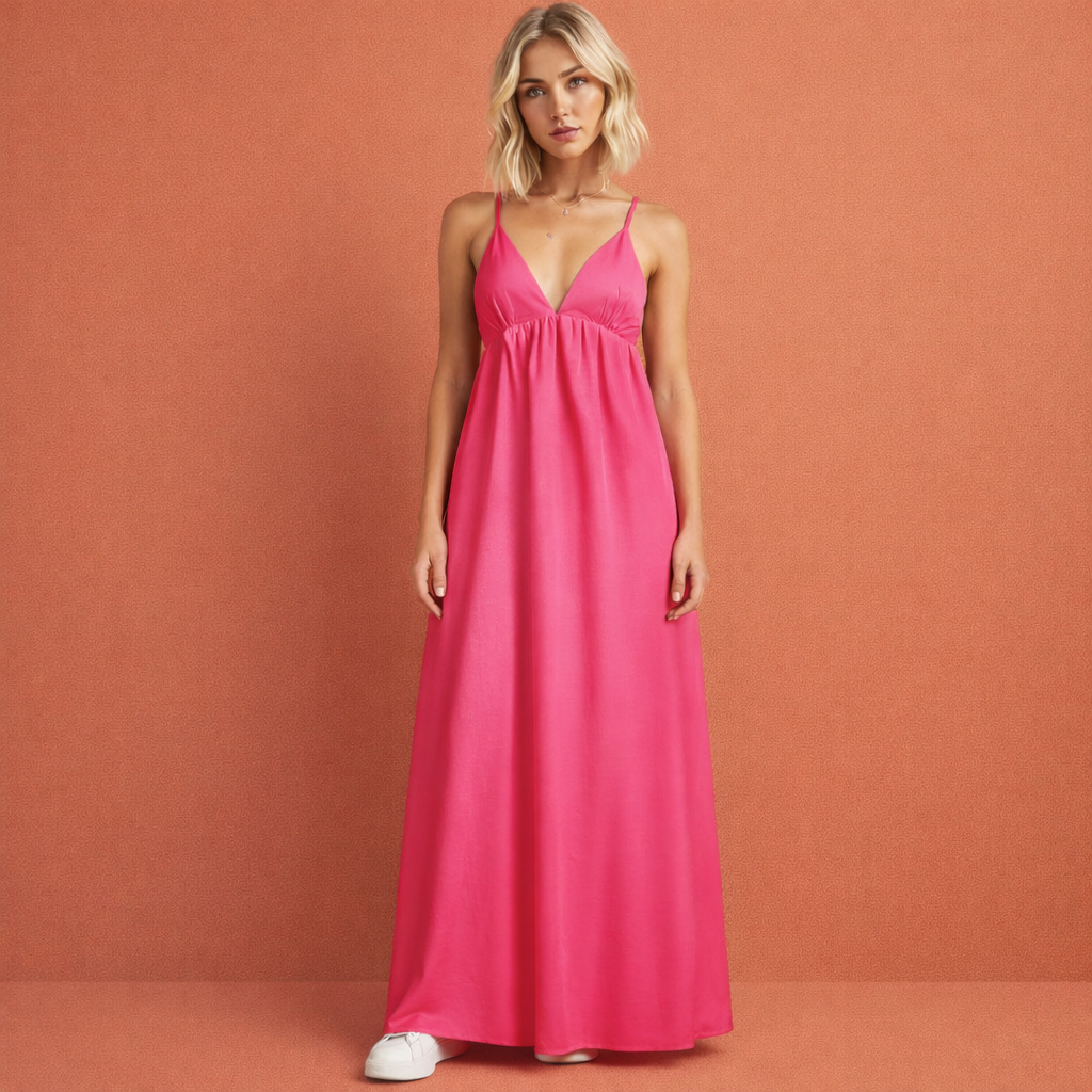 Backless maxi dress with cut-out for women | Rosy