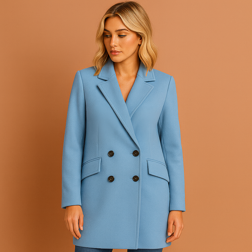 Double-breasted long coat for women with an elegant fit | Lianne