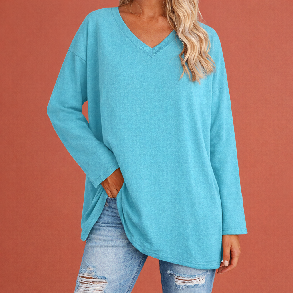 Long V-neck tunic for women with a loose fit | Ivara