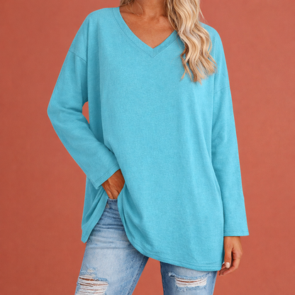Long V-neck tunic for women with a loose fit | Ivara