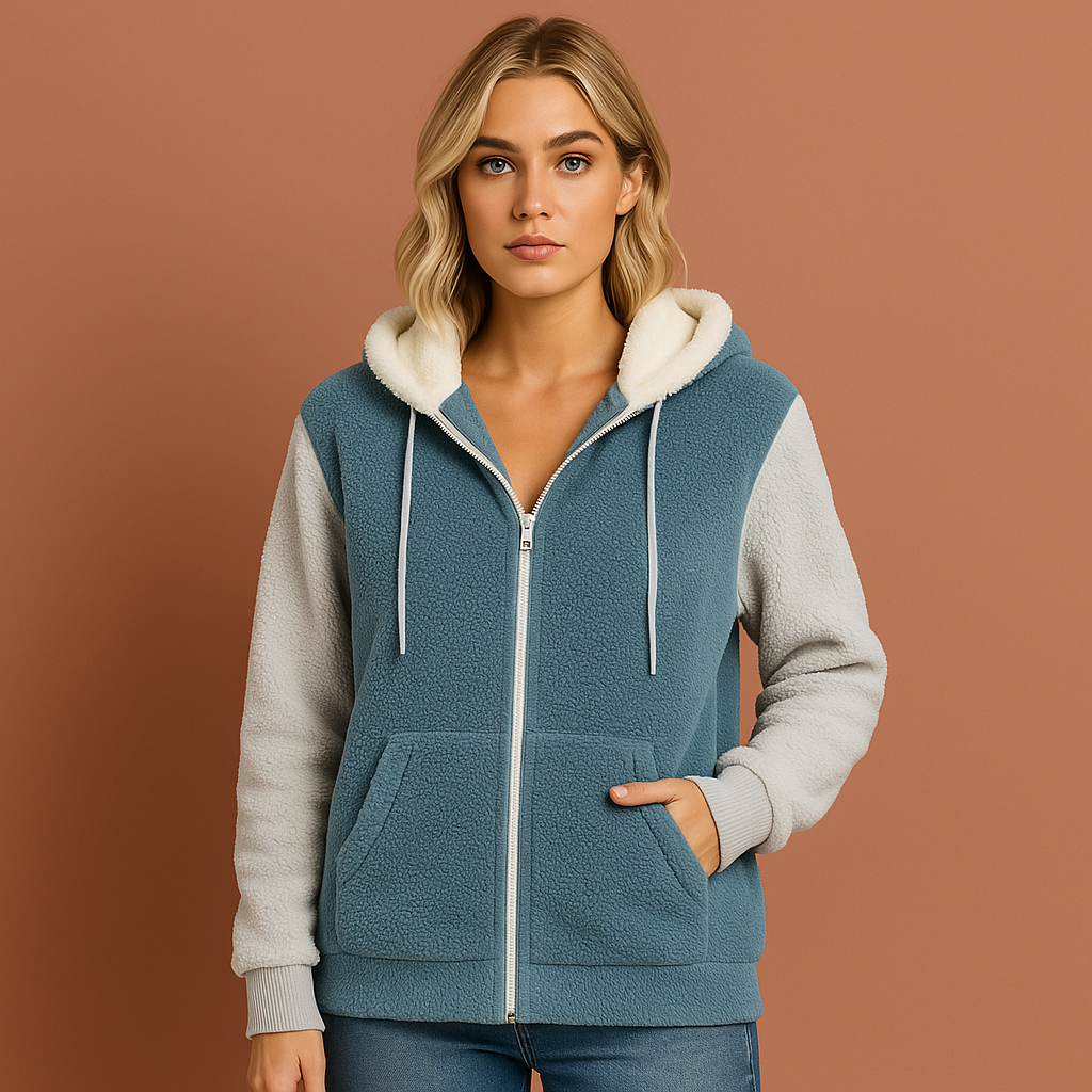 Extra warm teddy fleece zip hoodie for women | Mariska