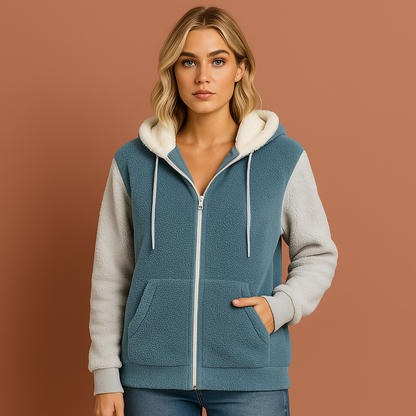 Extra warm teddy fleece zip hoodie for women | Mariska