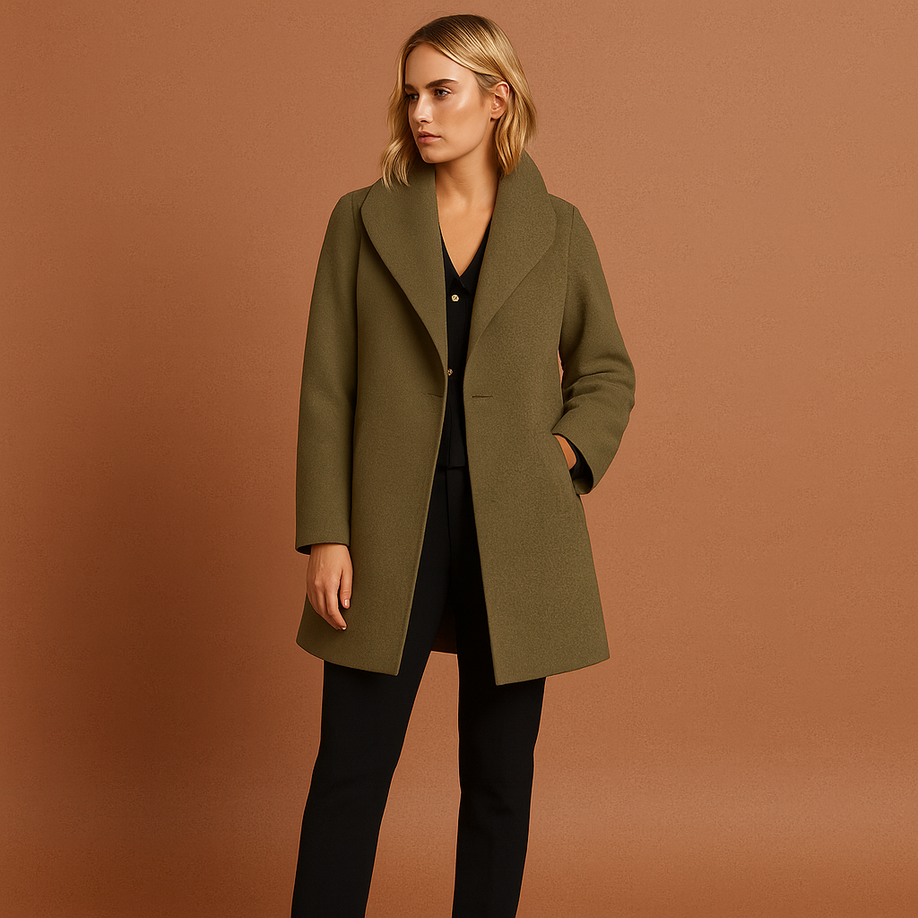 Mid-length coat with open collar for women | Carline