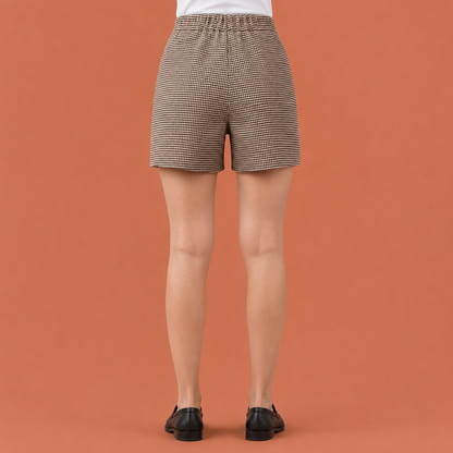 Checked high waist shorts for women | Mirela