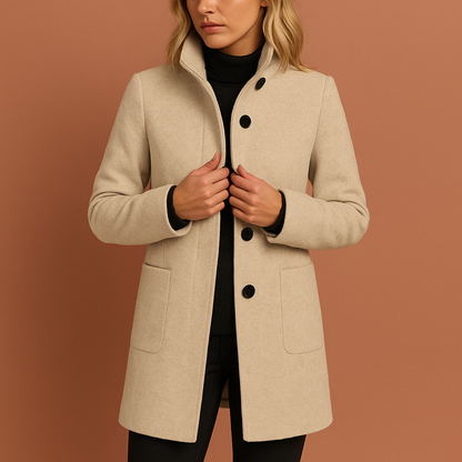 Elegant long coat for women with buttons | Isabella