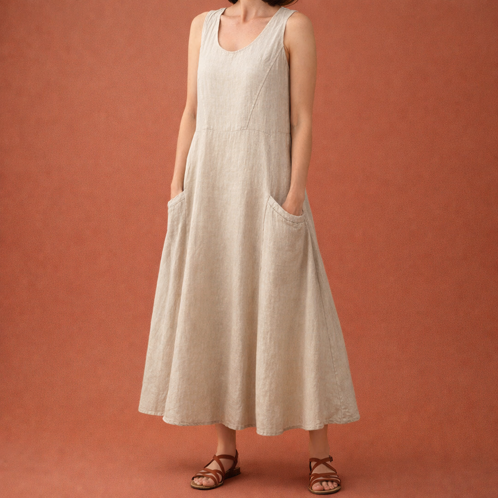Light maxi A-line summer dress with pockets for women | Nora