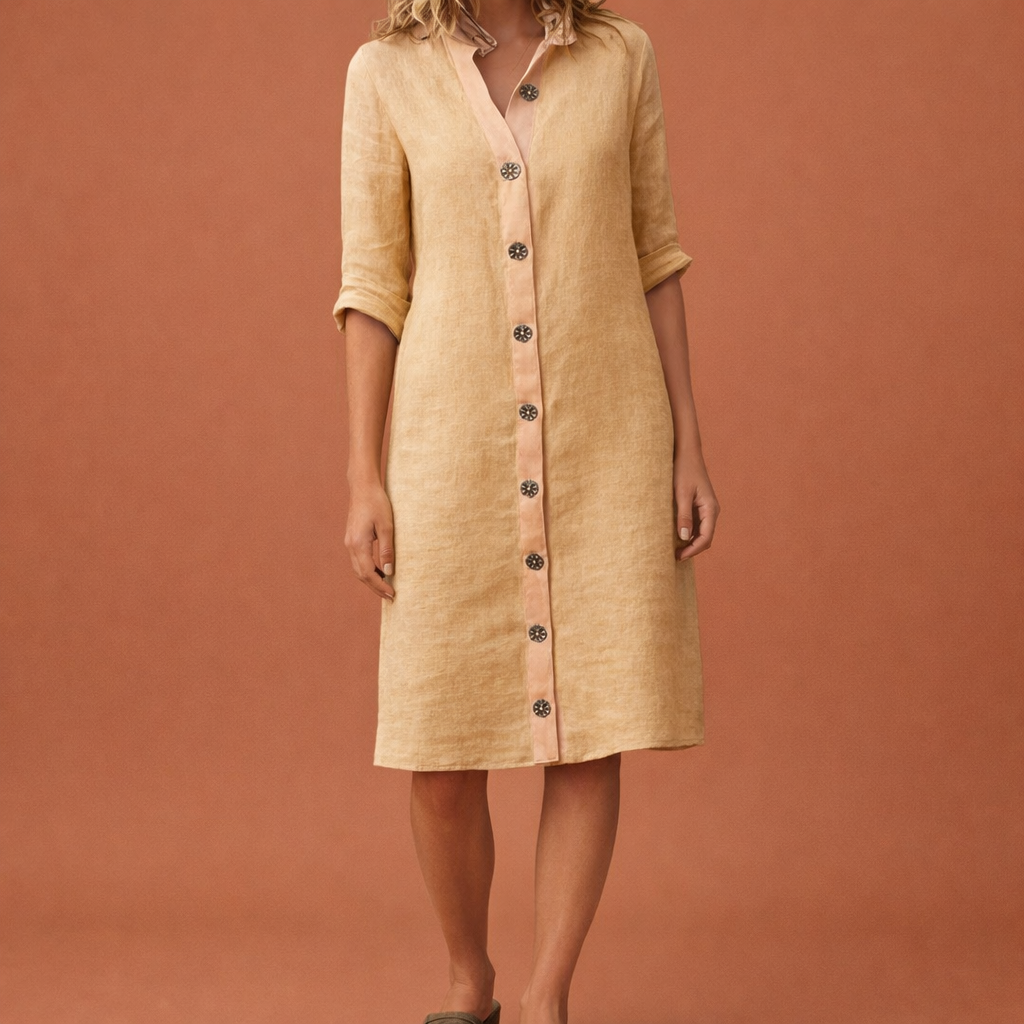 Summer Linen Midi Dress for Women with Airy Fit | Noor
