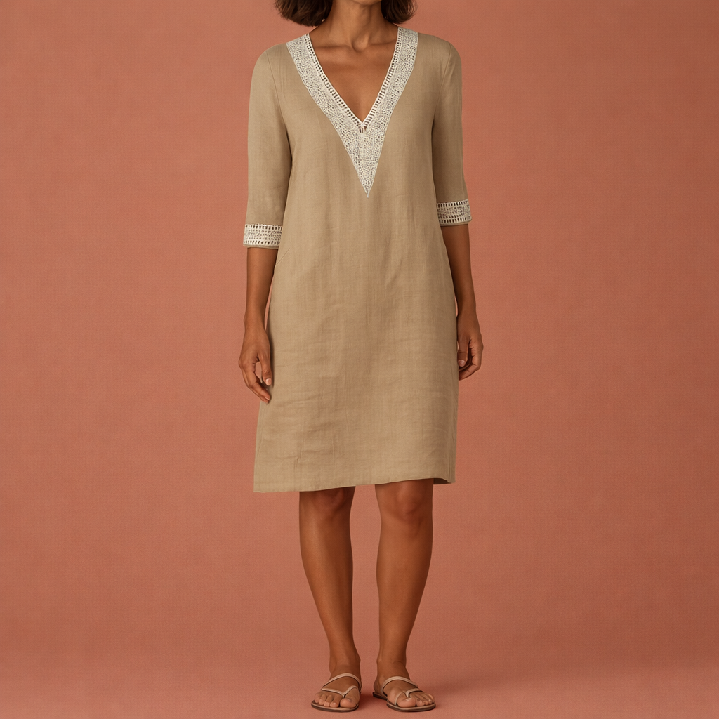 Linen Midi Summer Dress for Women with Airy Fit | Lena