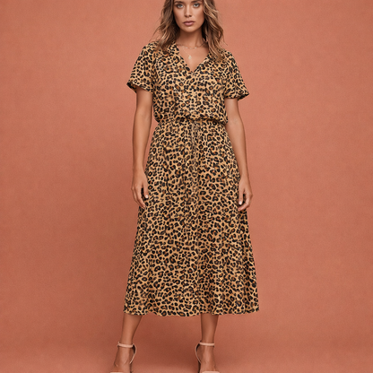 Midi summer dress with print for women | Selena