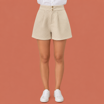High-waisted herringbone pattern trousers for women | Eveliene
