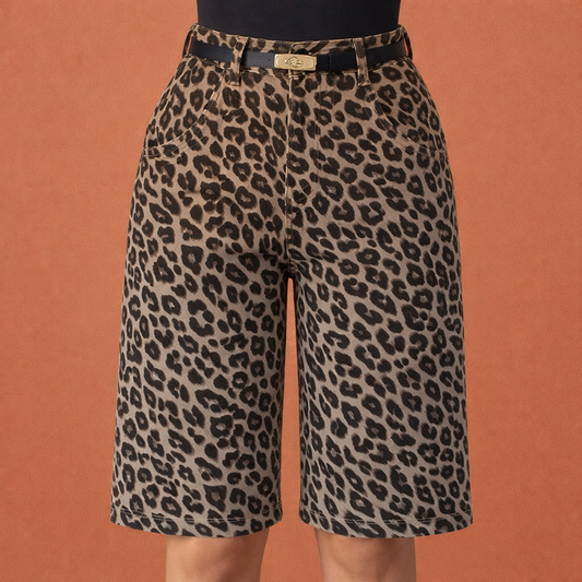 Leopard Print Women's High-Waisted Shorts with Comfortable Fit | Selora