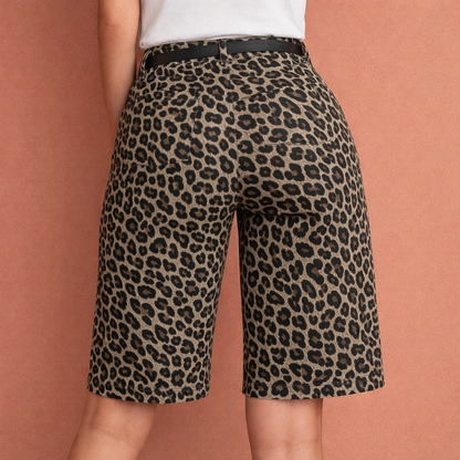 Leopard Print Women's High-Waisted Shorts with Comfortable Fit | Selora