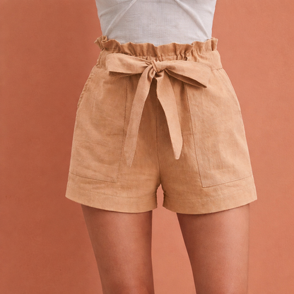High-waisted shorts for women with drawstring and pockets | Elvara