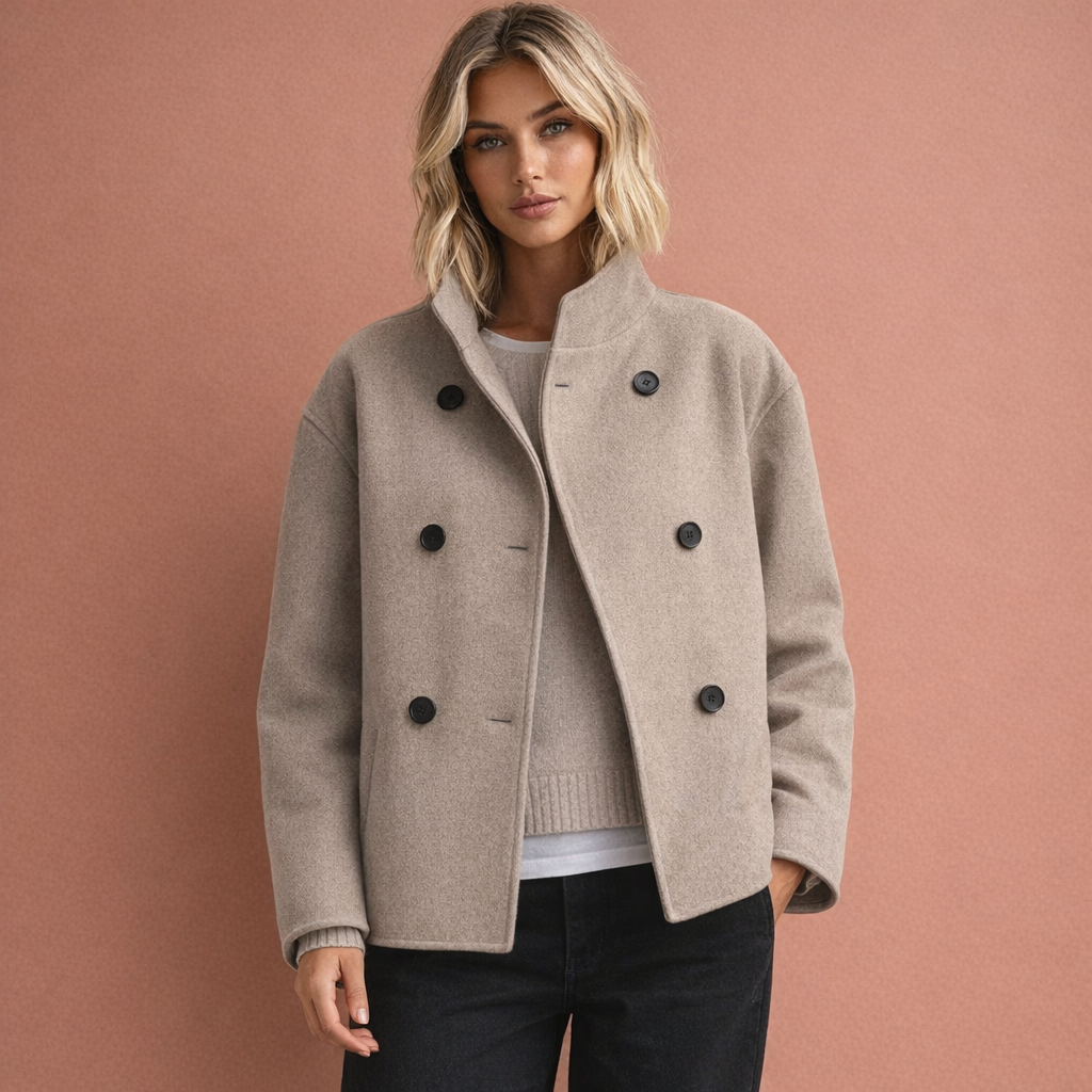 Comfortable jacket with stand-up collar for women | Marieke