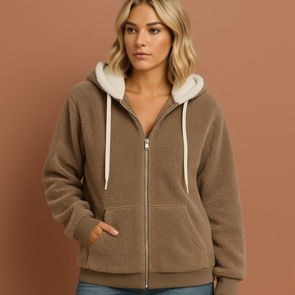 Extra warm teddy fleece zip hoodie for women | Mariska