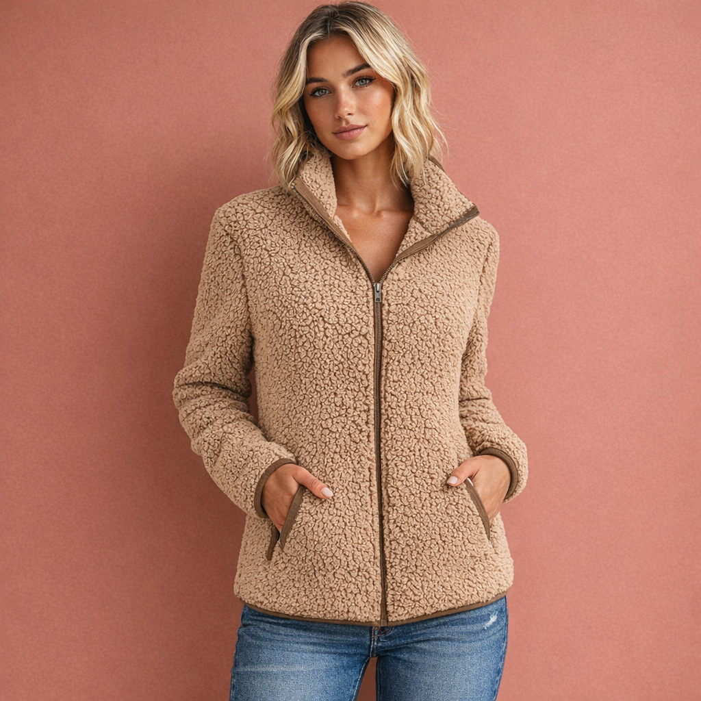 Comfortable fleece vest with high collar and zipper for women | Anouk