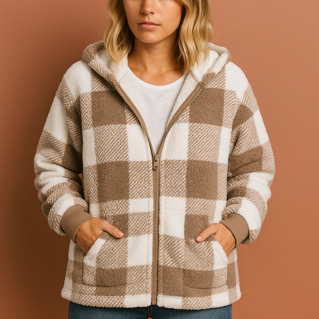 Soft fleece vest with check pattern for women | Marije