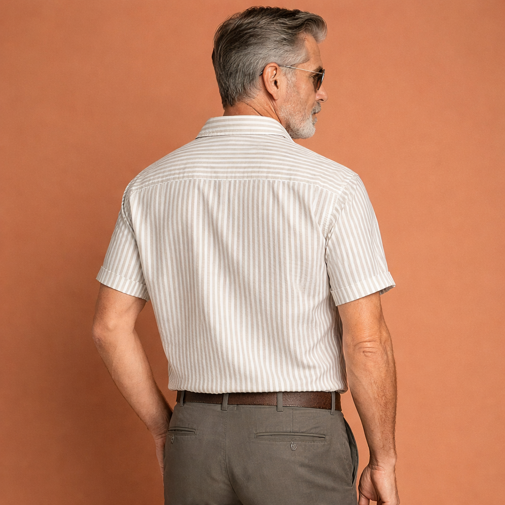 Striped summer shirt with short sleeves for men | Michiel