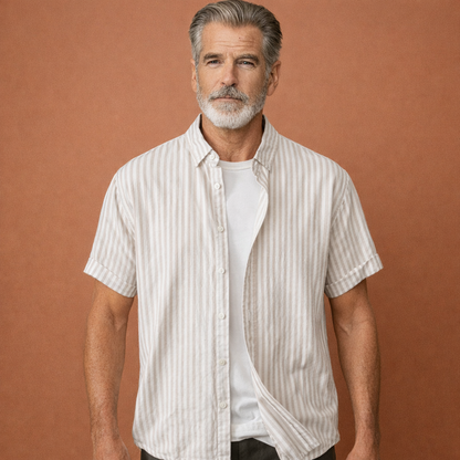 Striped summer shirt with short sleeves for men | Michiel