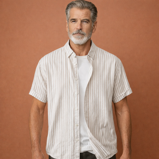 Striped summer shirt with short sleeves for men | Michiel
